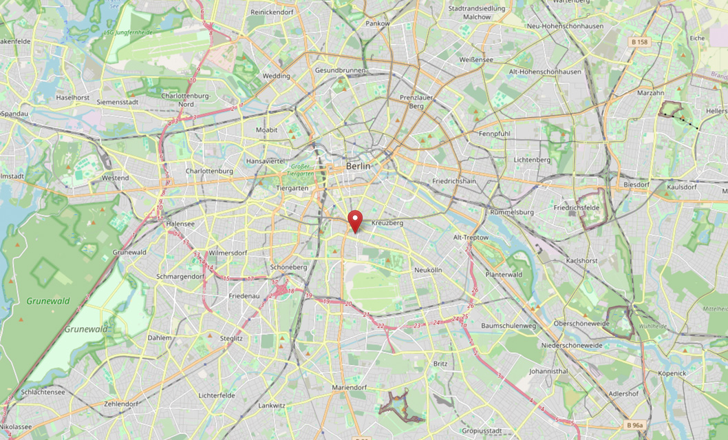 Karte von Berlin mit Standort Media Bricks